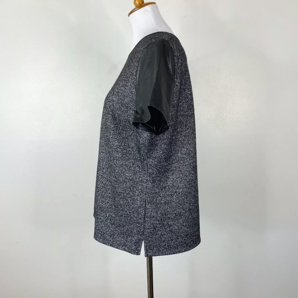 Talbots Wool Faux Leather Top Heathered Gray XL - Picture 4 of 9